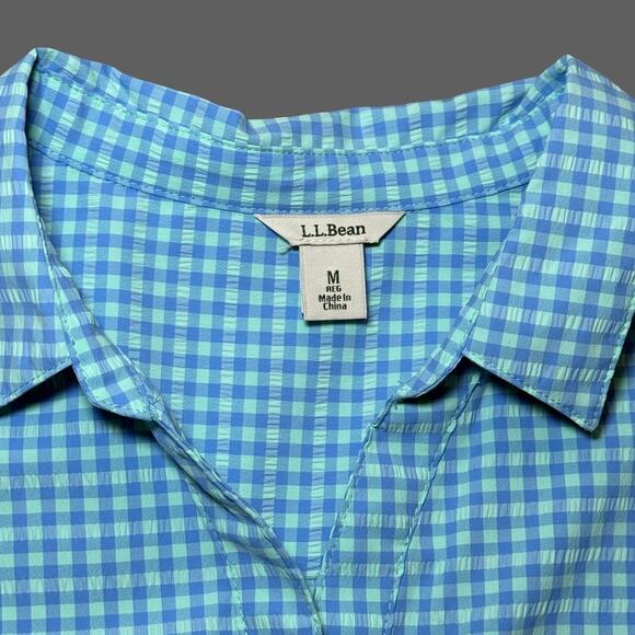 L.L. Bean Women’s Stretch Travel Tunic Shirt Light Blue Gingham Size M DW504796 - Picture 7 of 7